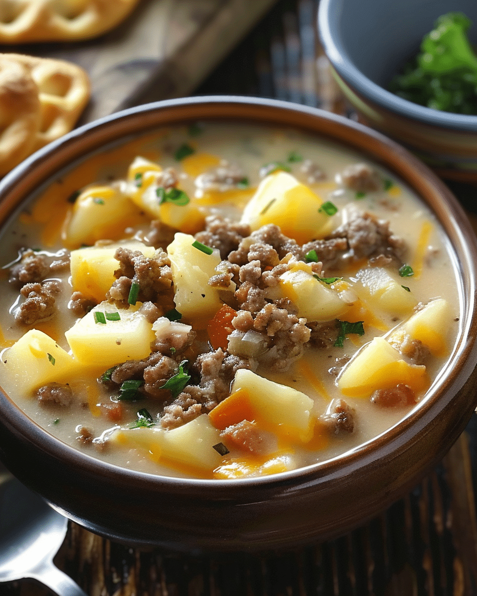 Cheesy Hamburger Potato Soup