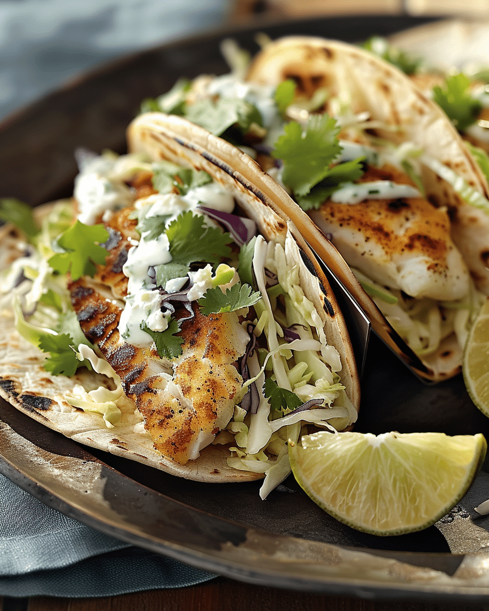 Crispy Fish Tacos with Cilantro Lime Slaw