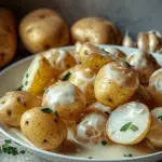 Easy Creamy Garlic Sauce Baby Potatoes