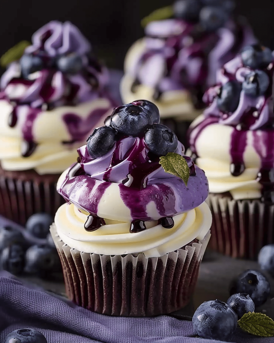 White Chocolate Blueberry Cheesecake Cupcakes