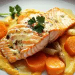 Baked Pollock with Mustard Carrots