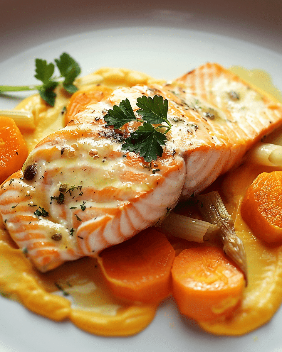 Baked Pollock with Mustard Carrots