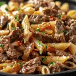 Slow Cooker Garlic Beef Pasta