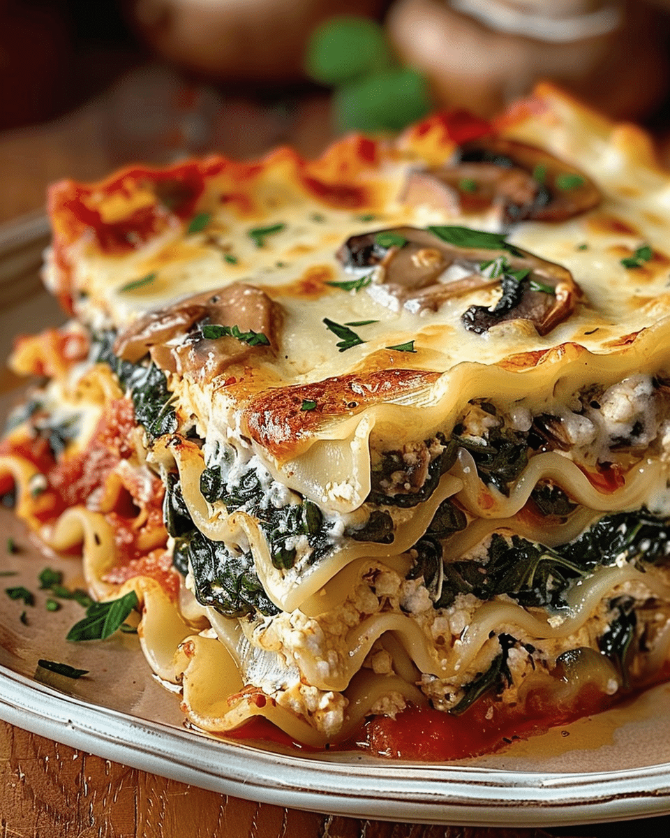 Creamy Spinach Mushroom Lasagna