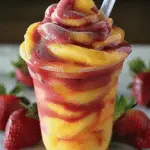 Fresh Mango Strawberry Swirled Slushies