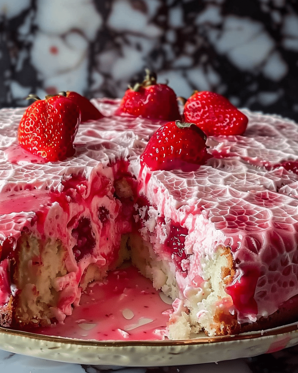 Strawberry Earthquake Cake