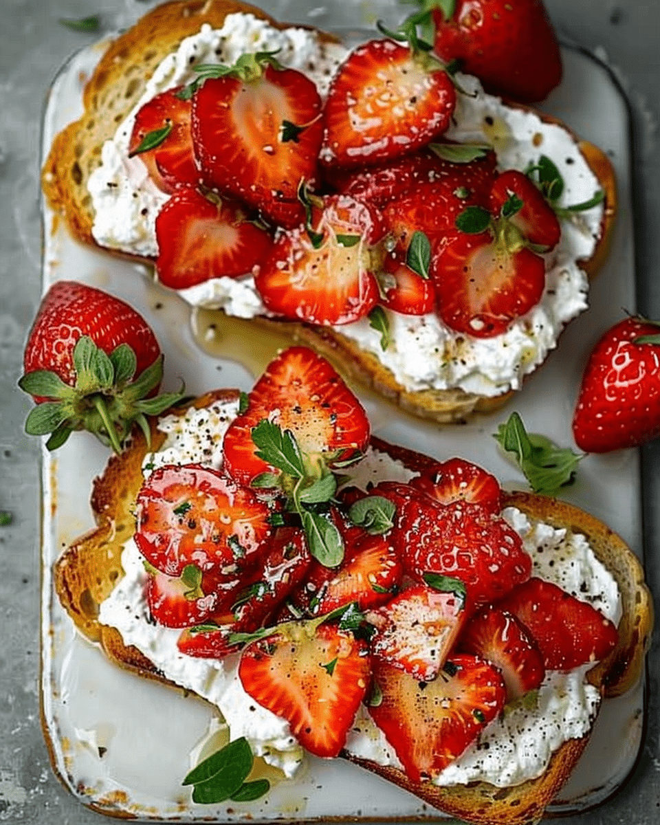 Roasted Strawberry Whipped Ricotta Toast