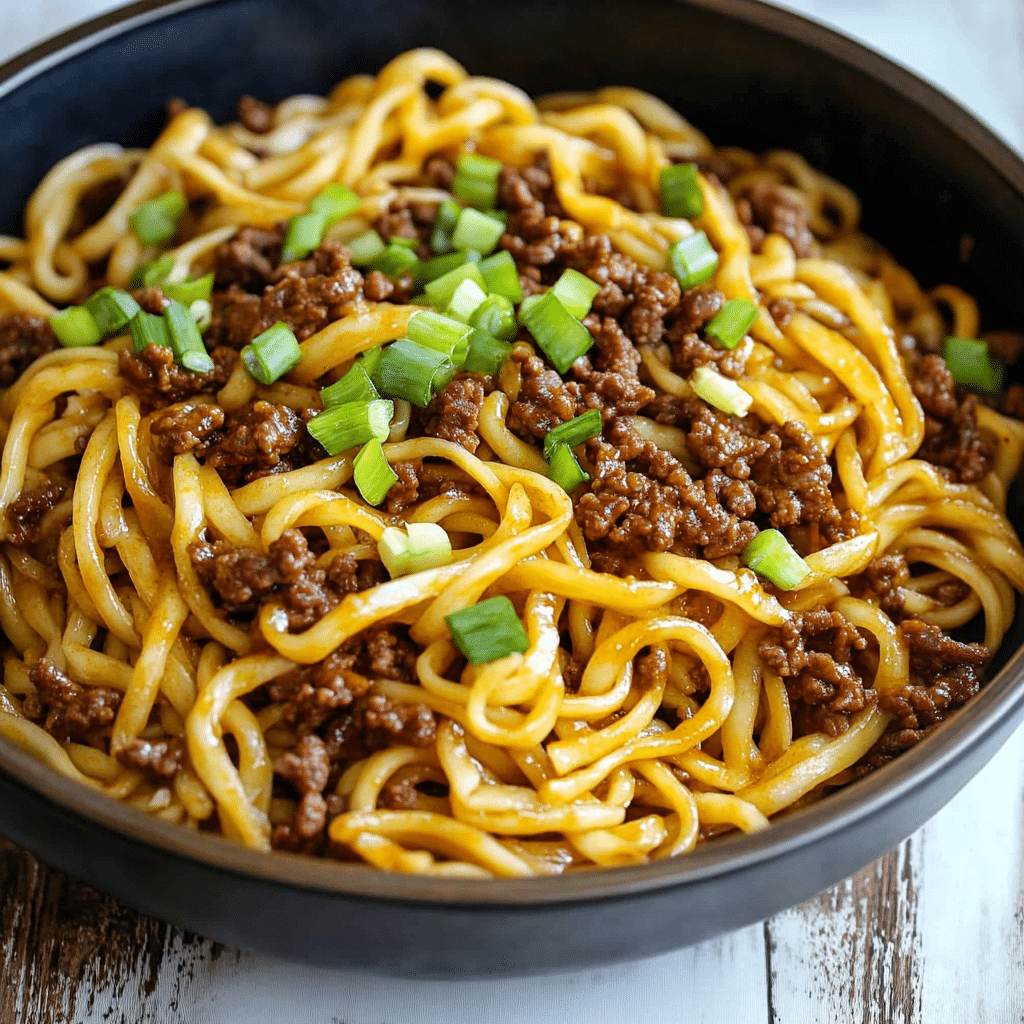 Mongolian Ground Beef Noodles Recipe