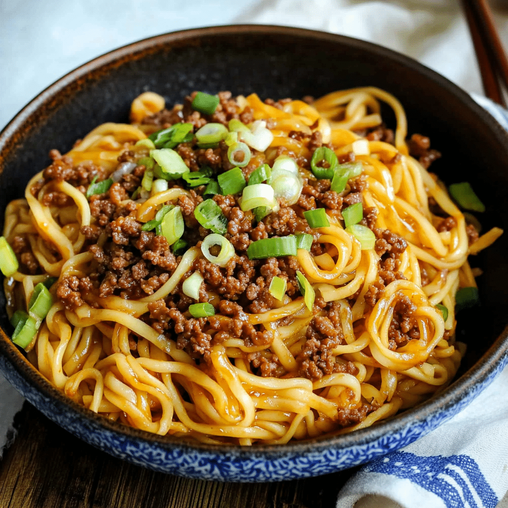 Mongolian Ground Beef Noodles Recipe