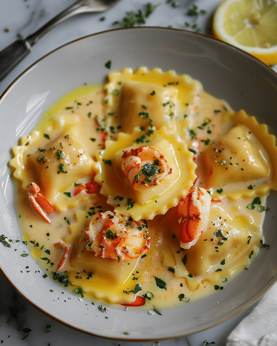 Lobster Ravioli in Zesty Lemon Butter Sauce