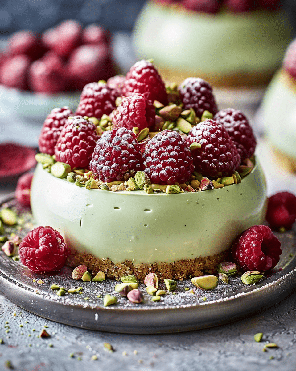 Pistachio & Raspberry Cheesecake Domes