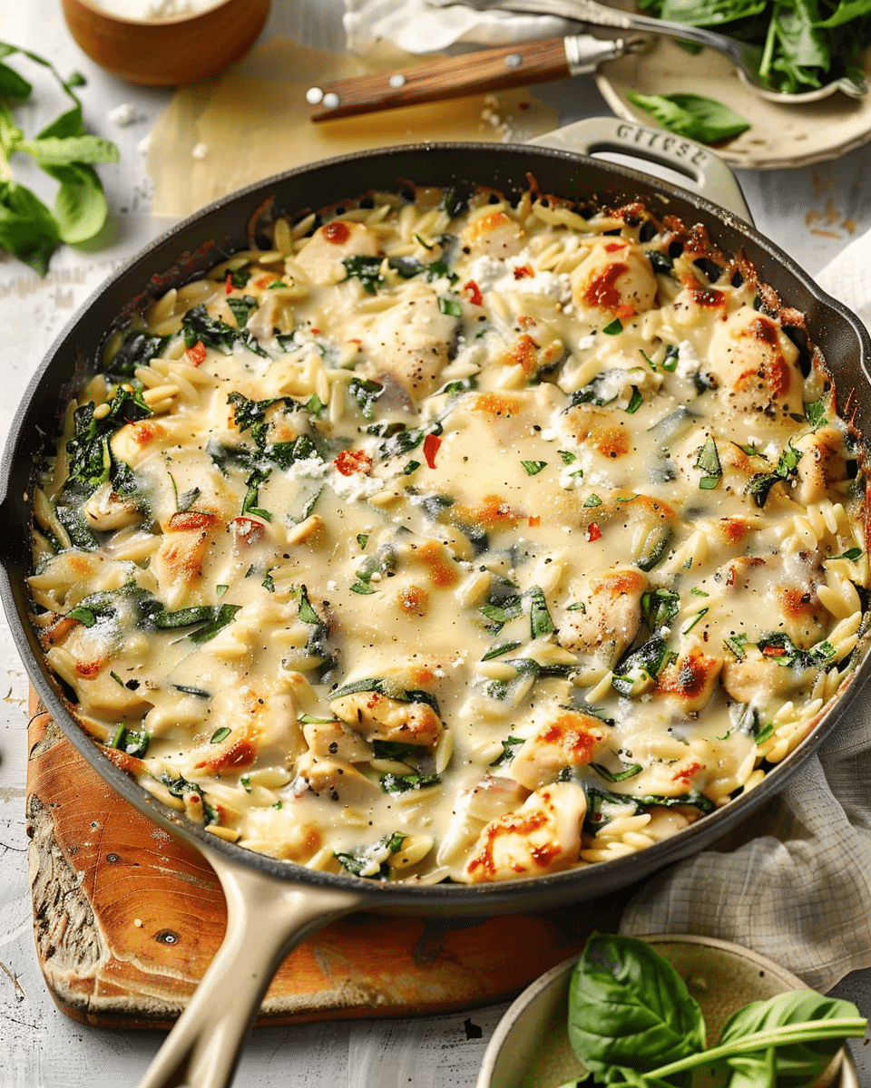 Creamy Ricotta Chicken and Orzo Skillet