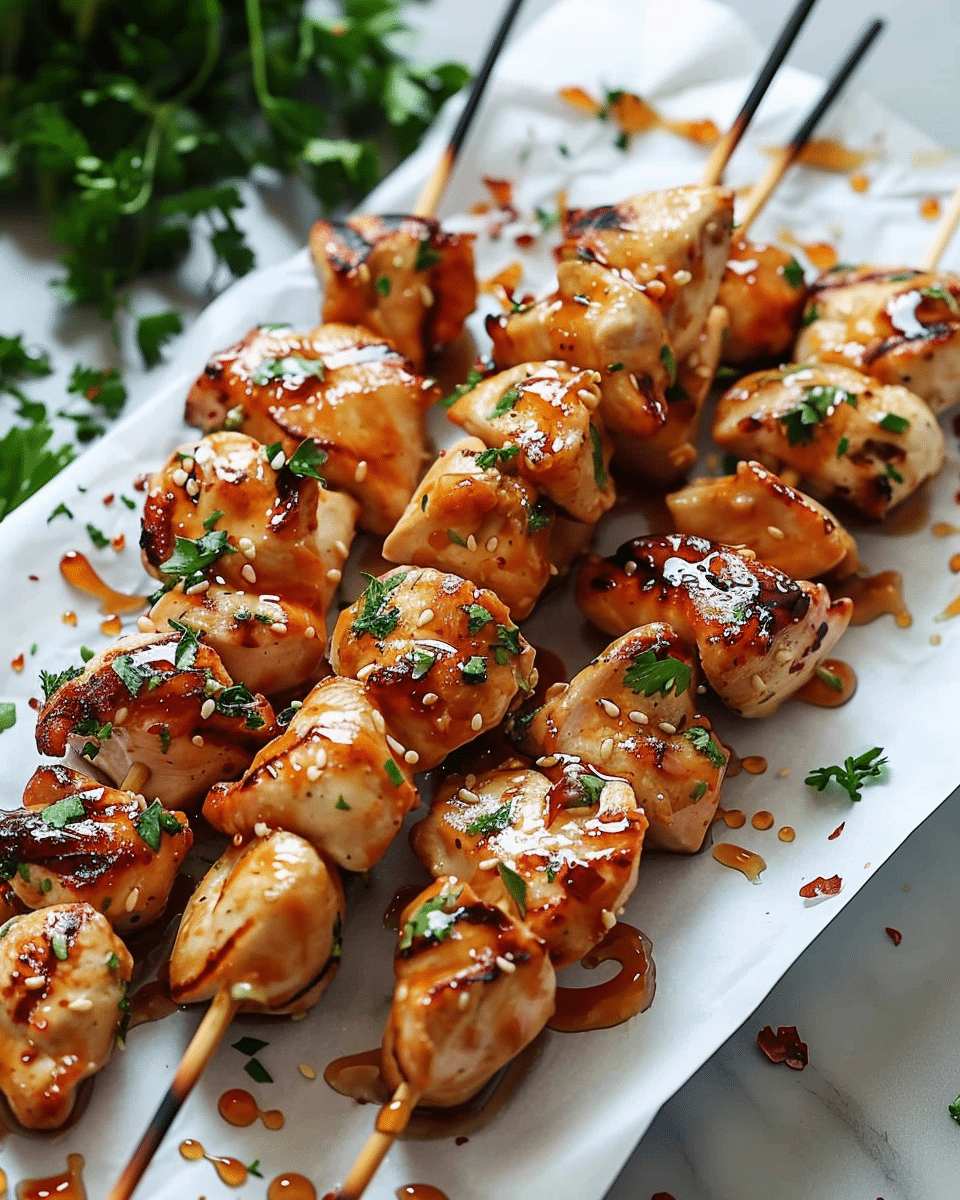 Chicken Skewers with Honey Garlic Sauce