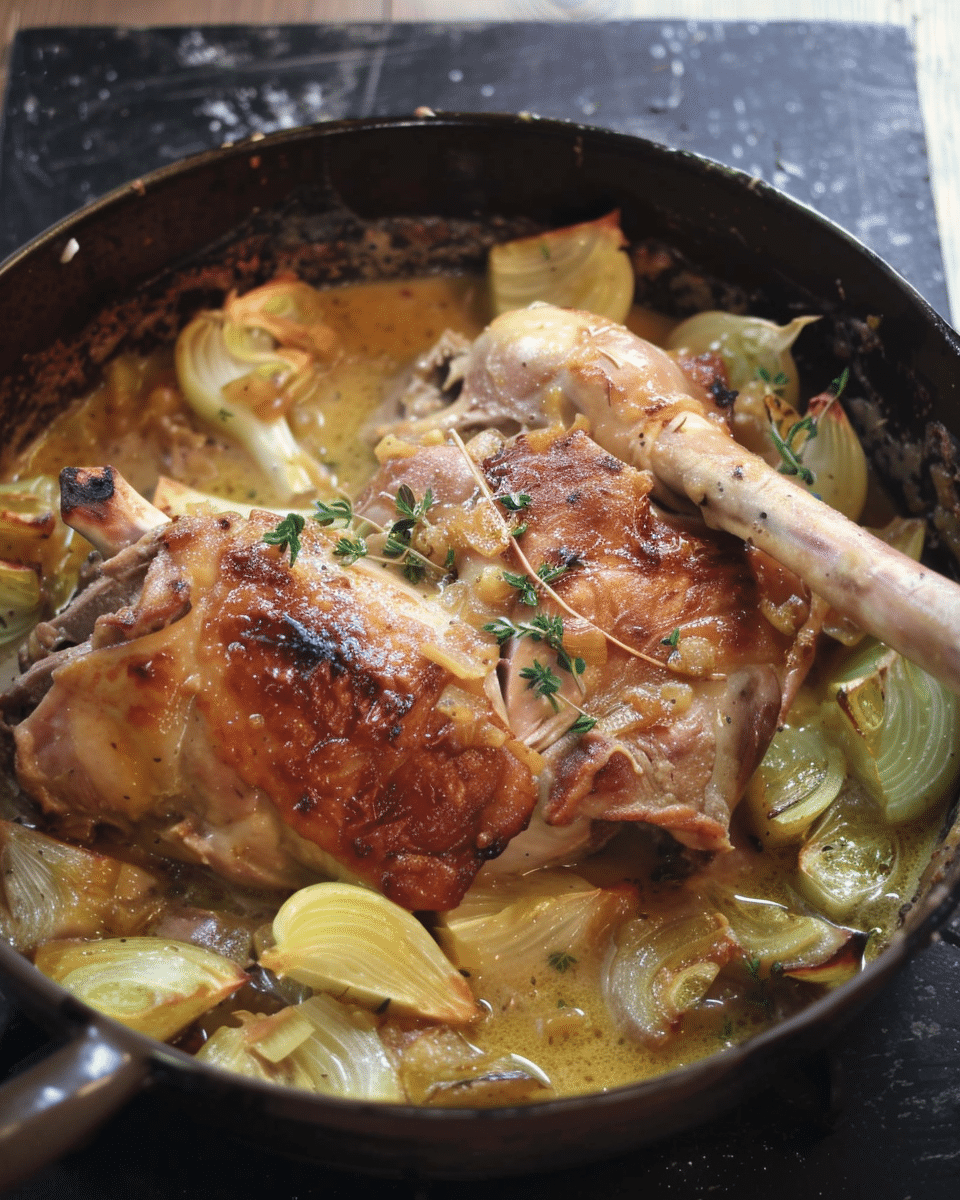 Turkey Leg Confit with Leeks