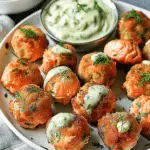 Baked Salmon Meatballs with Avocado Sauce