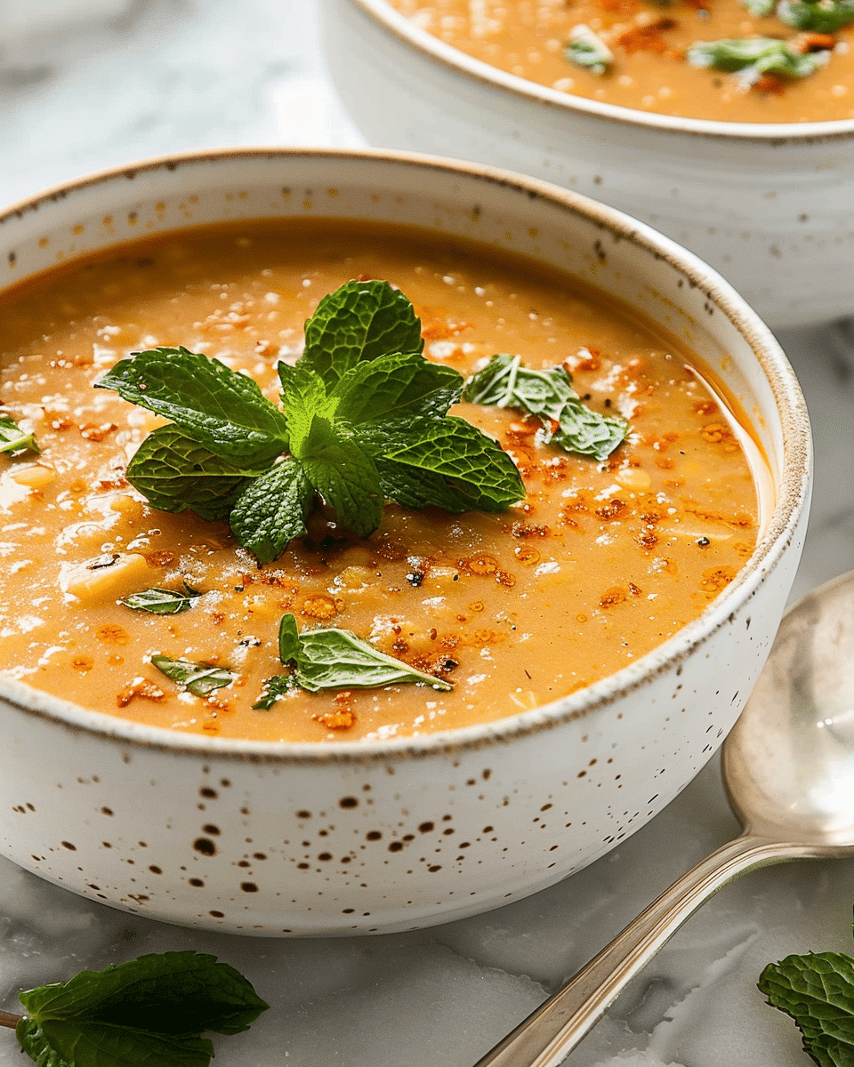 Turkish Red Lentil Soup with Mint