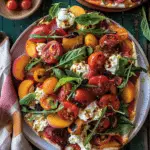 TOMATO, PEACH, AND BURRATA SALAD