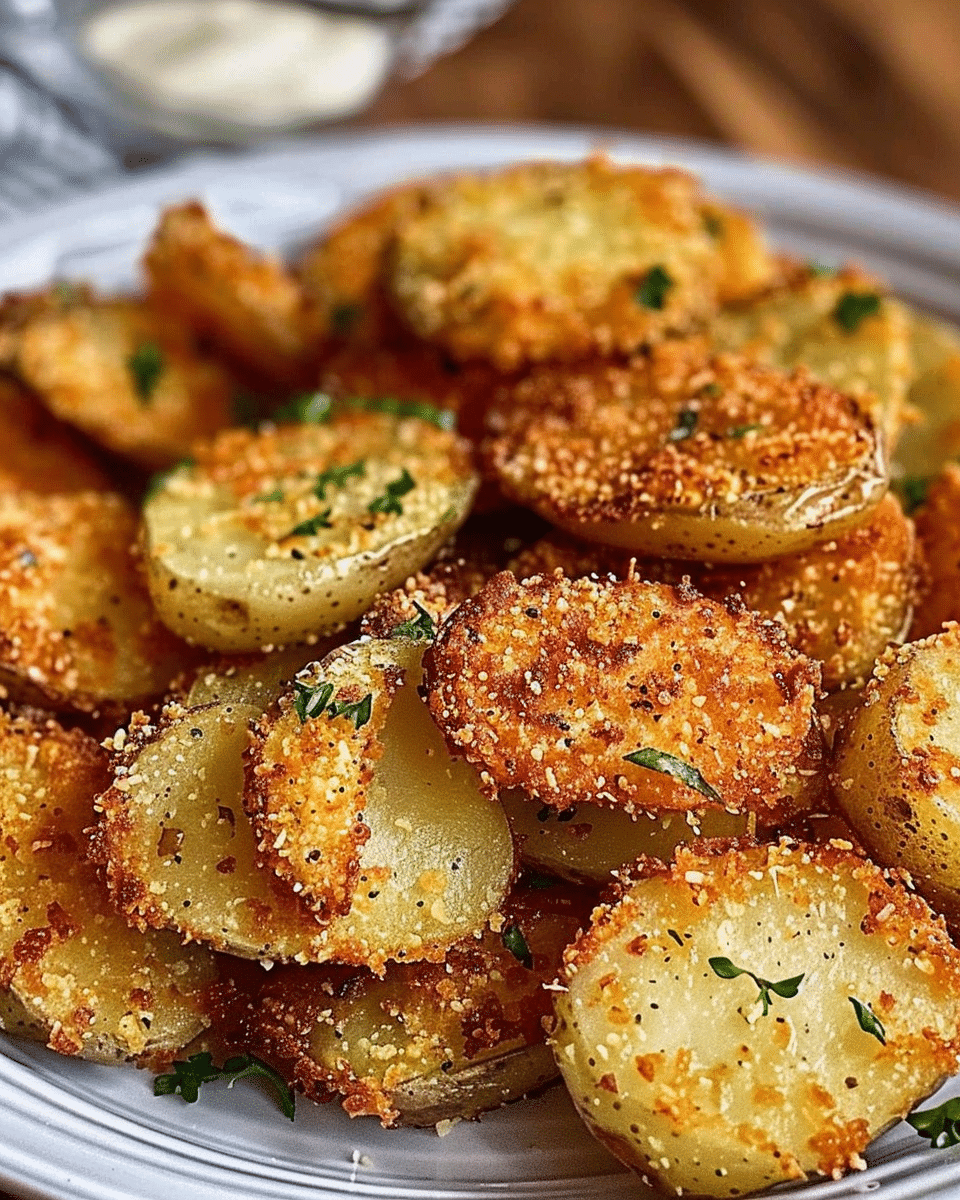 Crispy Garlic Parmesan Crusted Potatoes