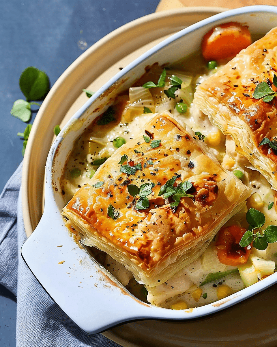 Puff Pastry Chicken and Leek Casserole