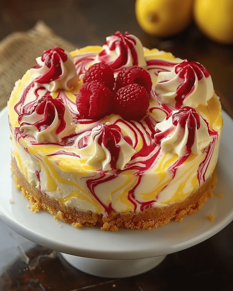 Lemon Raspberry Swirl Cheesecake