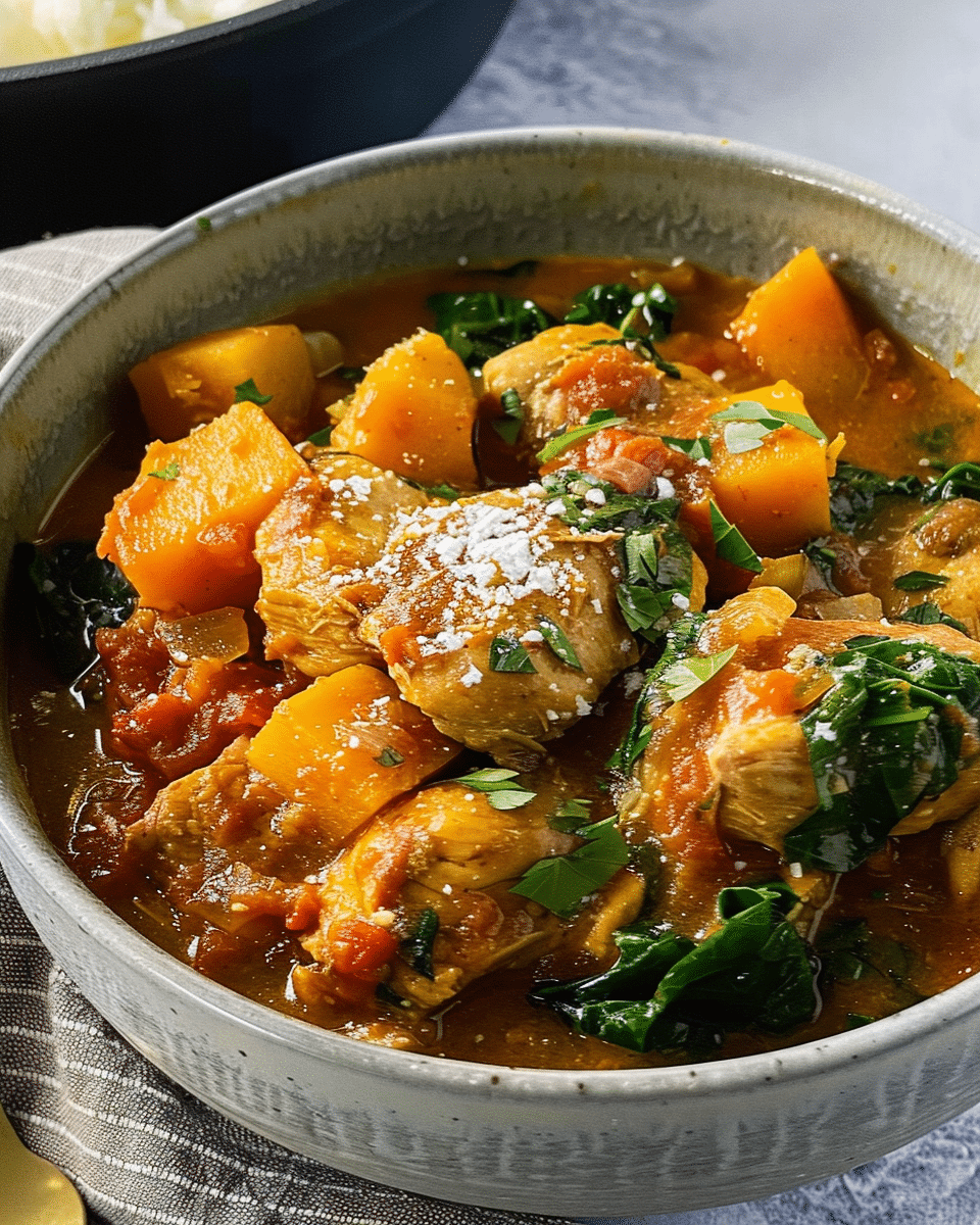 Instant Pot Chicken Tagine with Butternut Squash and Spinach