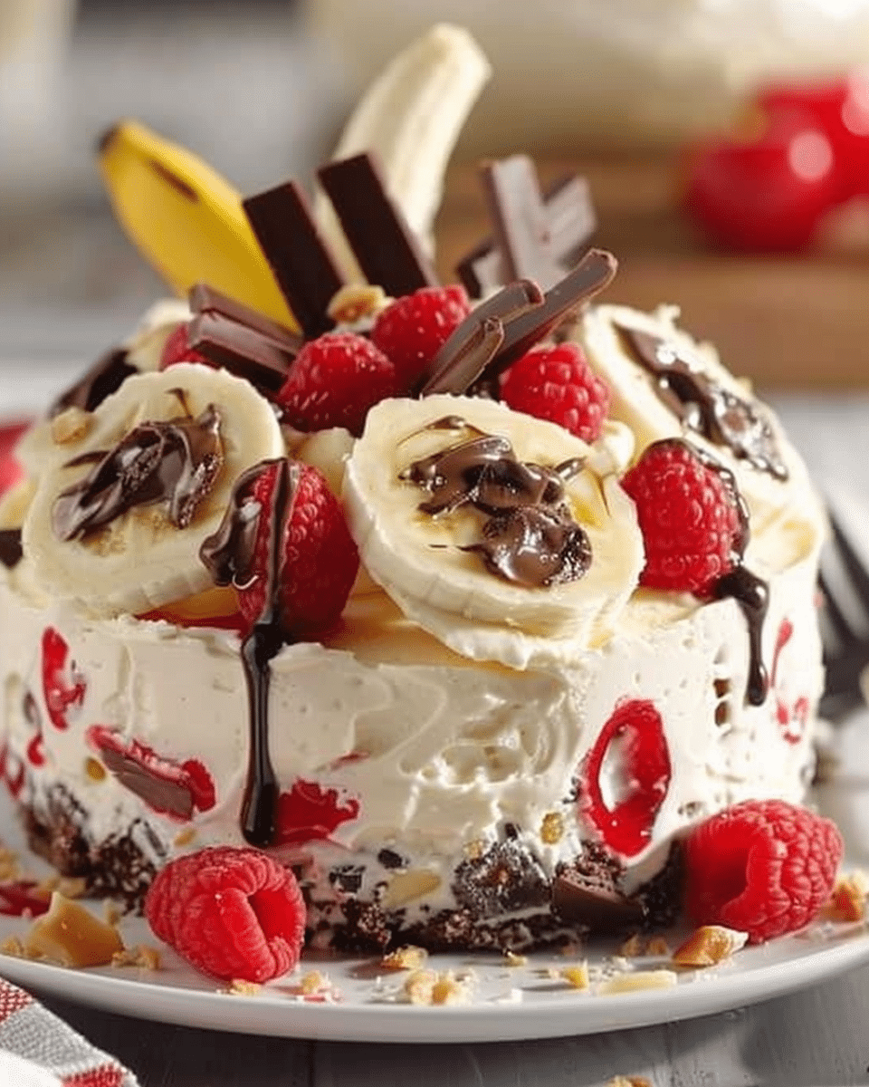 No-Bake Banana Split Cheesecake