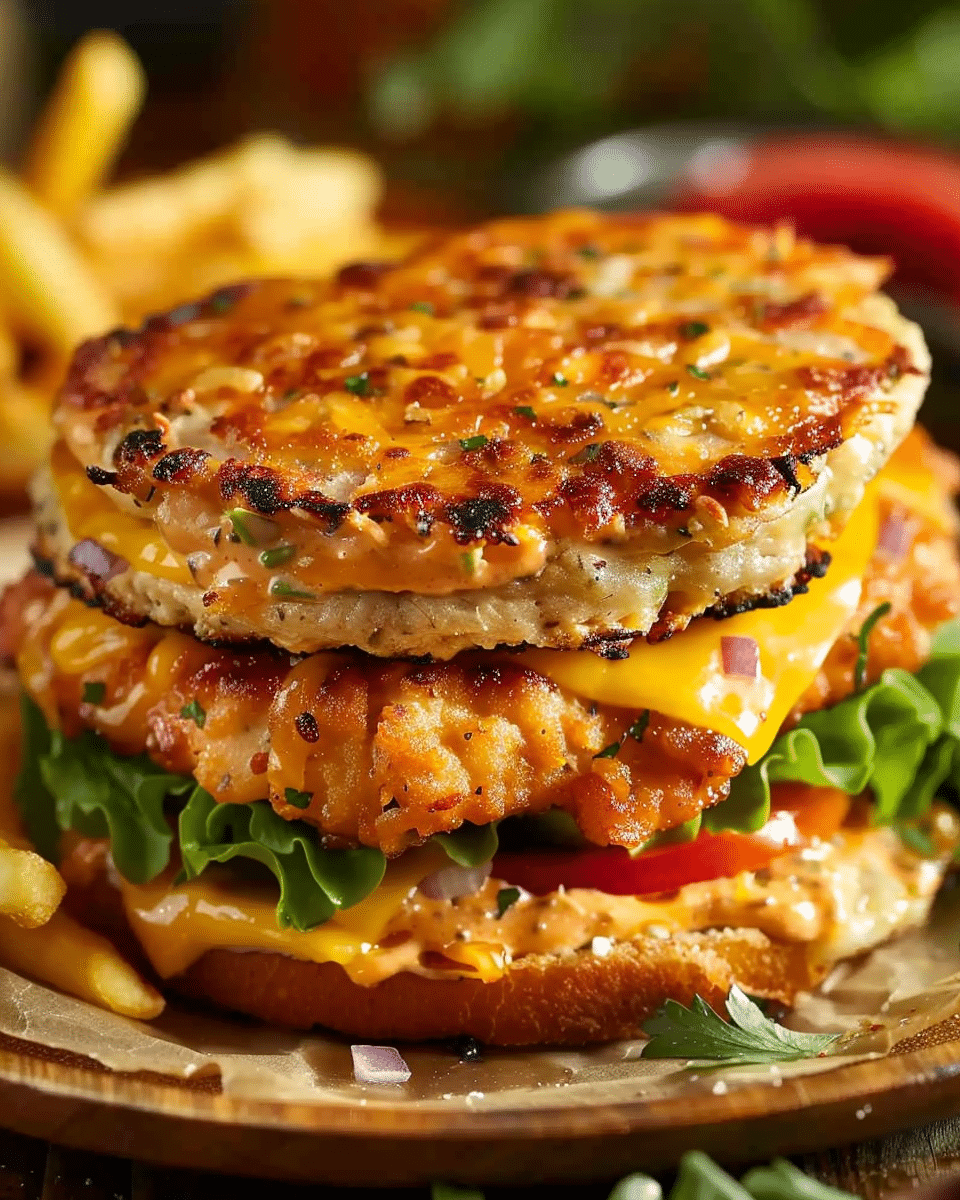 Cheddar Ranch Chicken Burgers