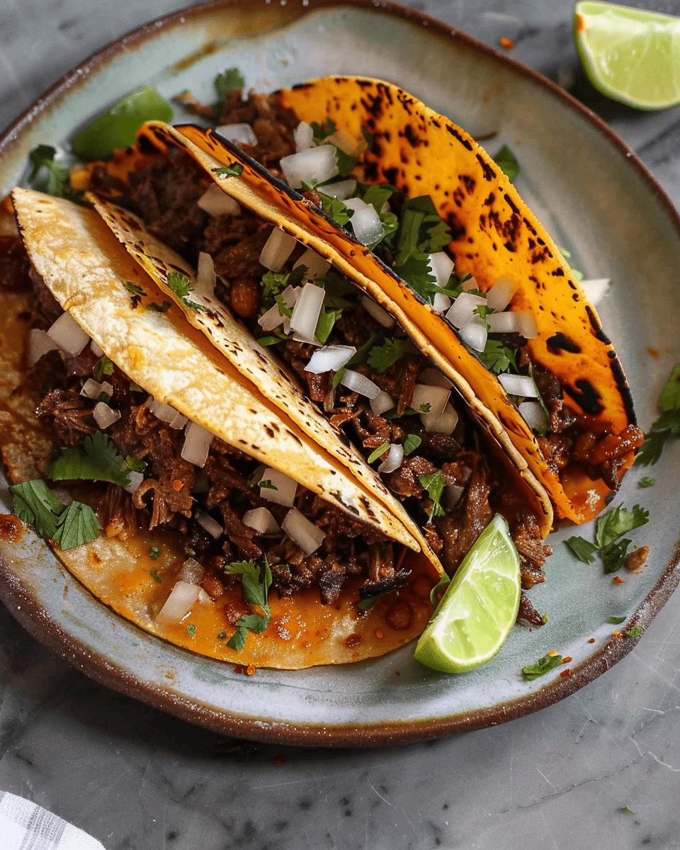 Beef Birria Quesa Tacos with Consomé