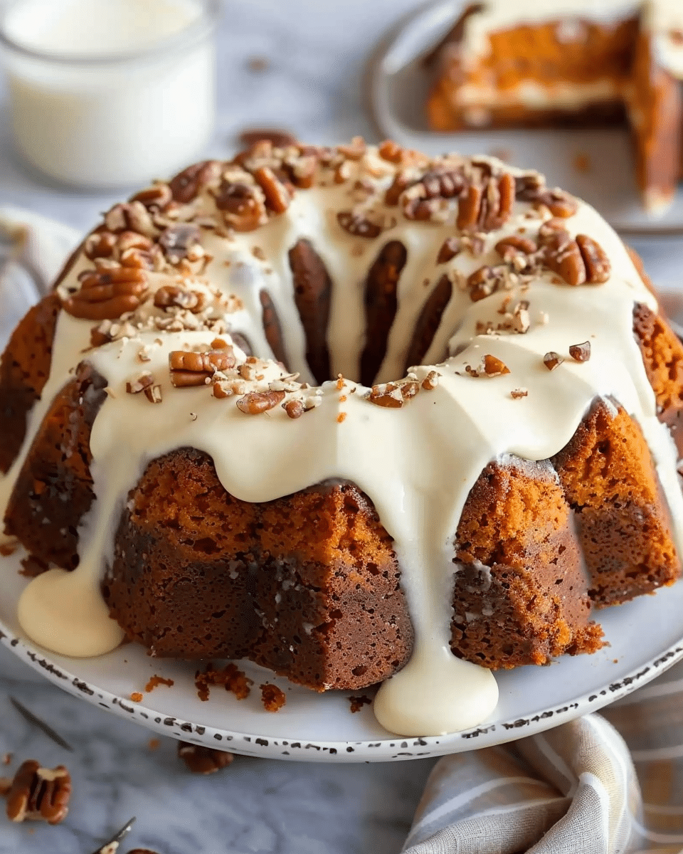 Cheesecake Stuffed Carrot Bundt Cake