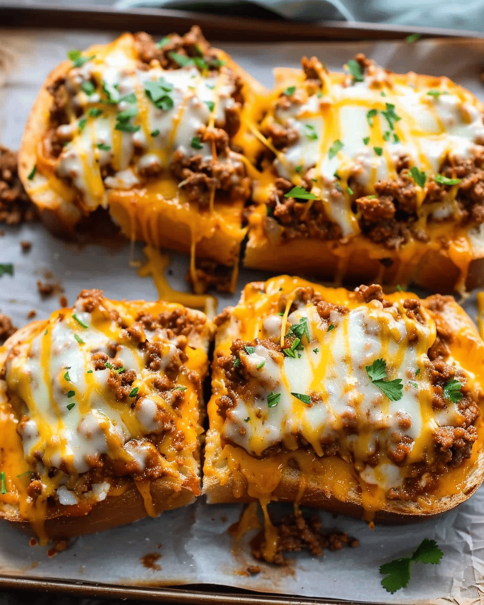 Cheesy Garlic Bread Sloppy Joes