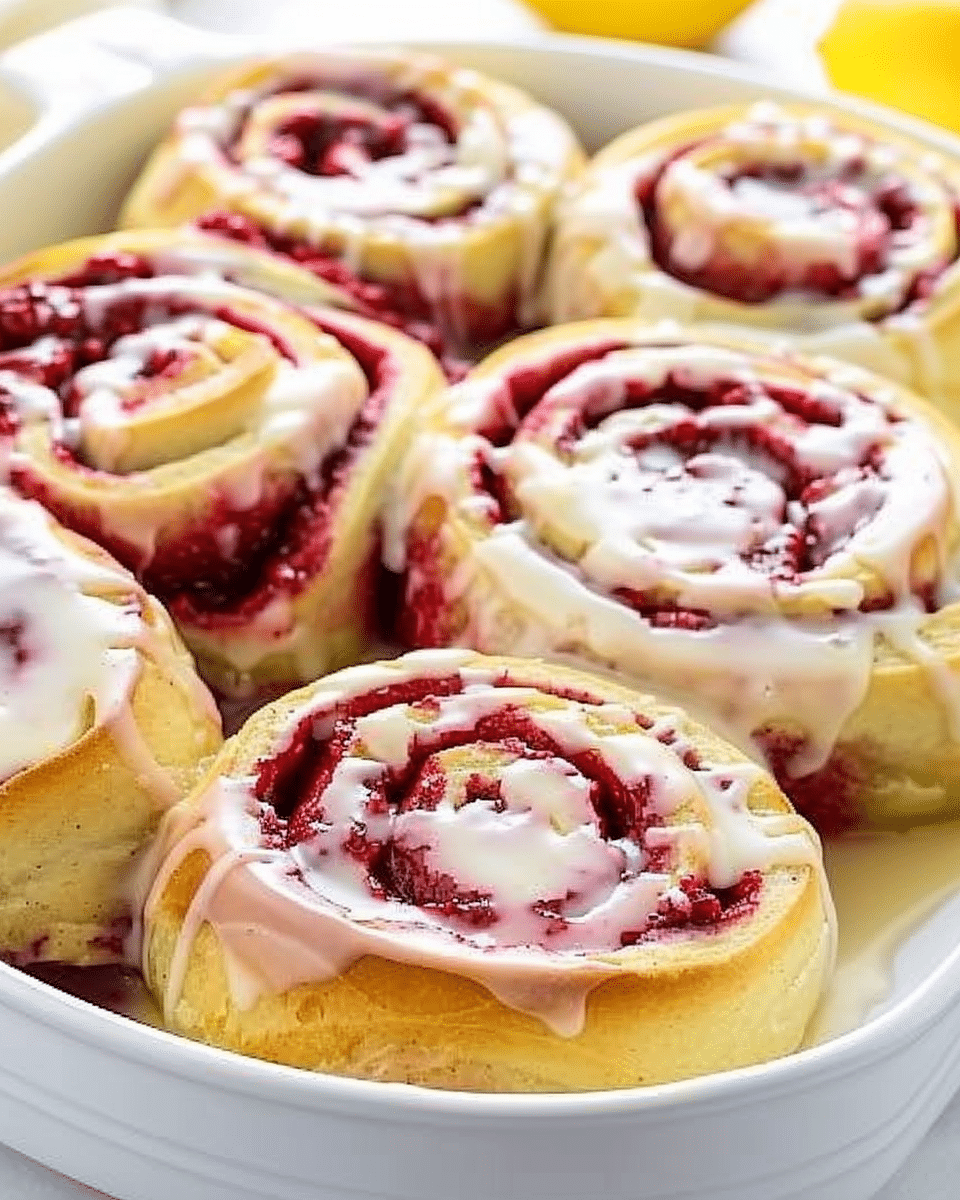 Raspberry Cinnamon Rolls with Lemon Glaze