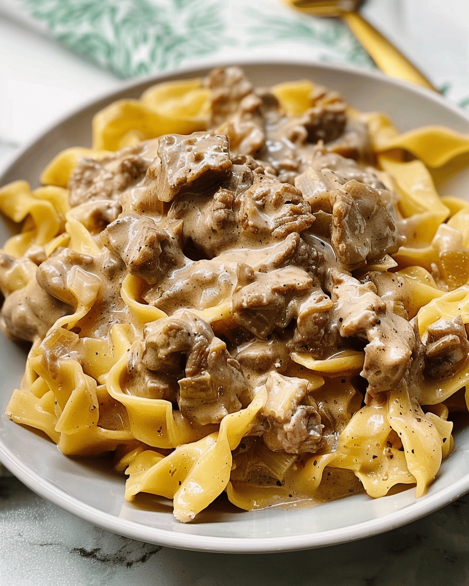 Slow Cooker Ground Beef Stroganoff