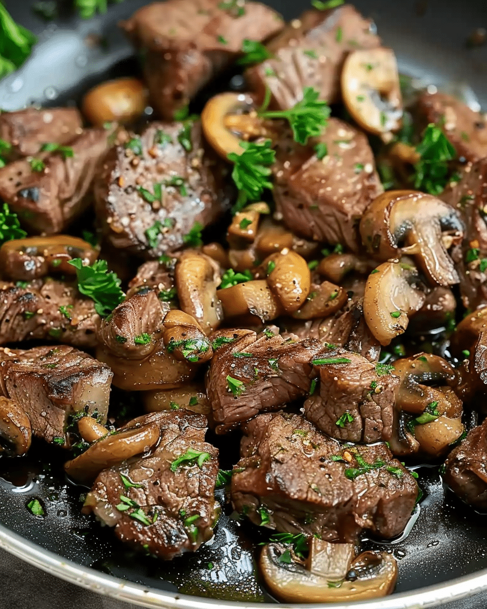 Garlic Butter Steak Bites with Mushrooms