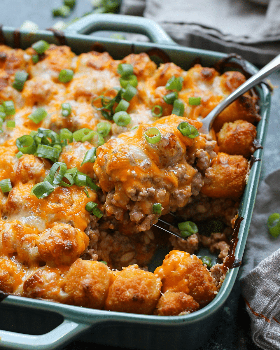 Cheesy Tater Tot Meatloaf Casserole